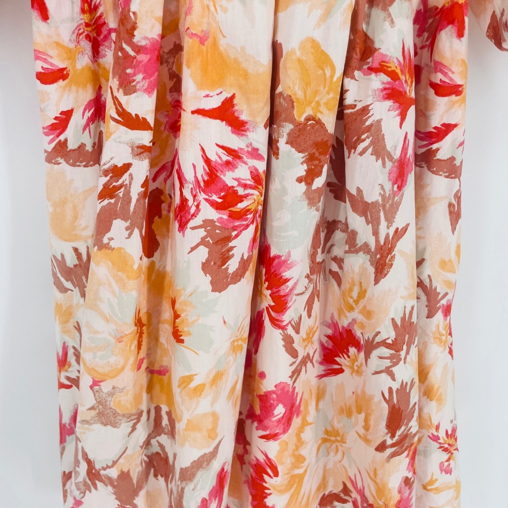 Abercrombie & Fitch Floral Puff Sleeve Pleated Mini Dress Orange Pink size XS - Picture 5 of 14